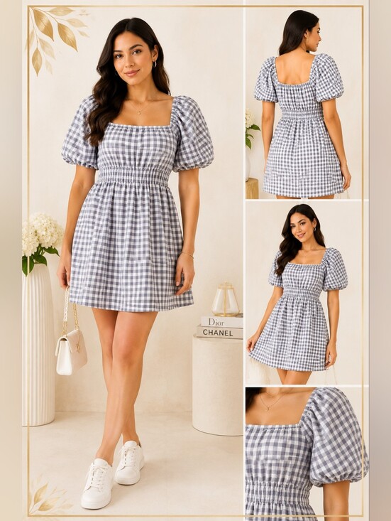 Mimosa Dresses & Skirts - MIMOSA | Gingham Dress | Gray and White | Size M